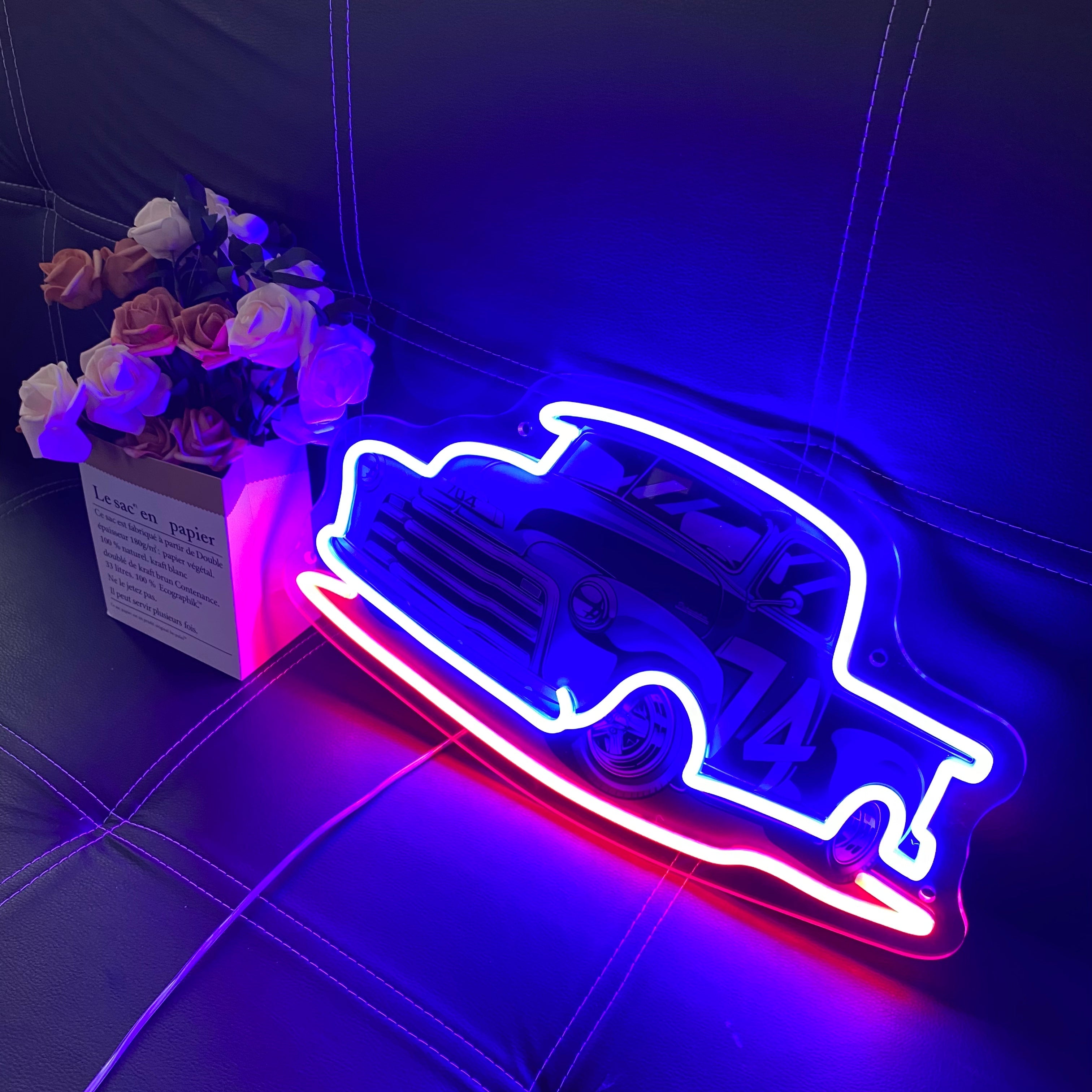 Custom Car Neon Light,Blue and Red LED Signs,Gift for car enthusiasts,Wall decor art, Ideal for car store and Teenager Bedrooms