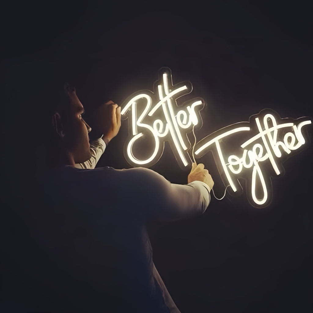 Custom Better Together Neon Sign – Romantic Wall Decor, Personalized Couple Gift, Aesthetic Home Accent