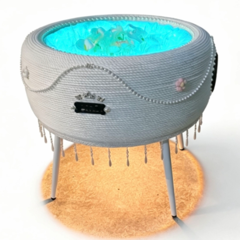 Custom Handcrafted Tire Coffee Table with Bluetooth Audio