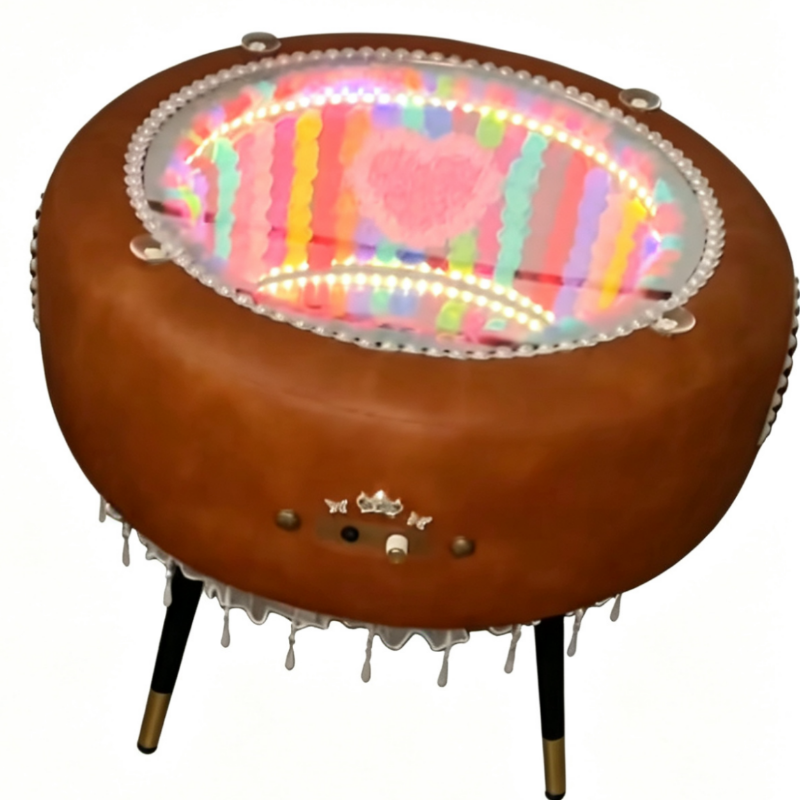 Custom Handcrafted Tire Coffee Table with Bluetooth Audio
