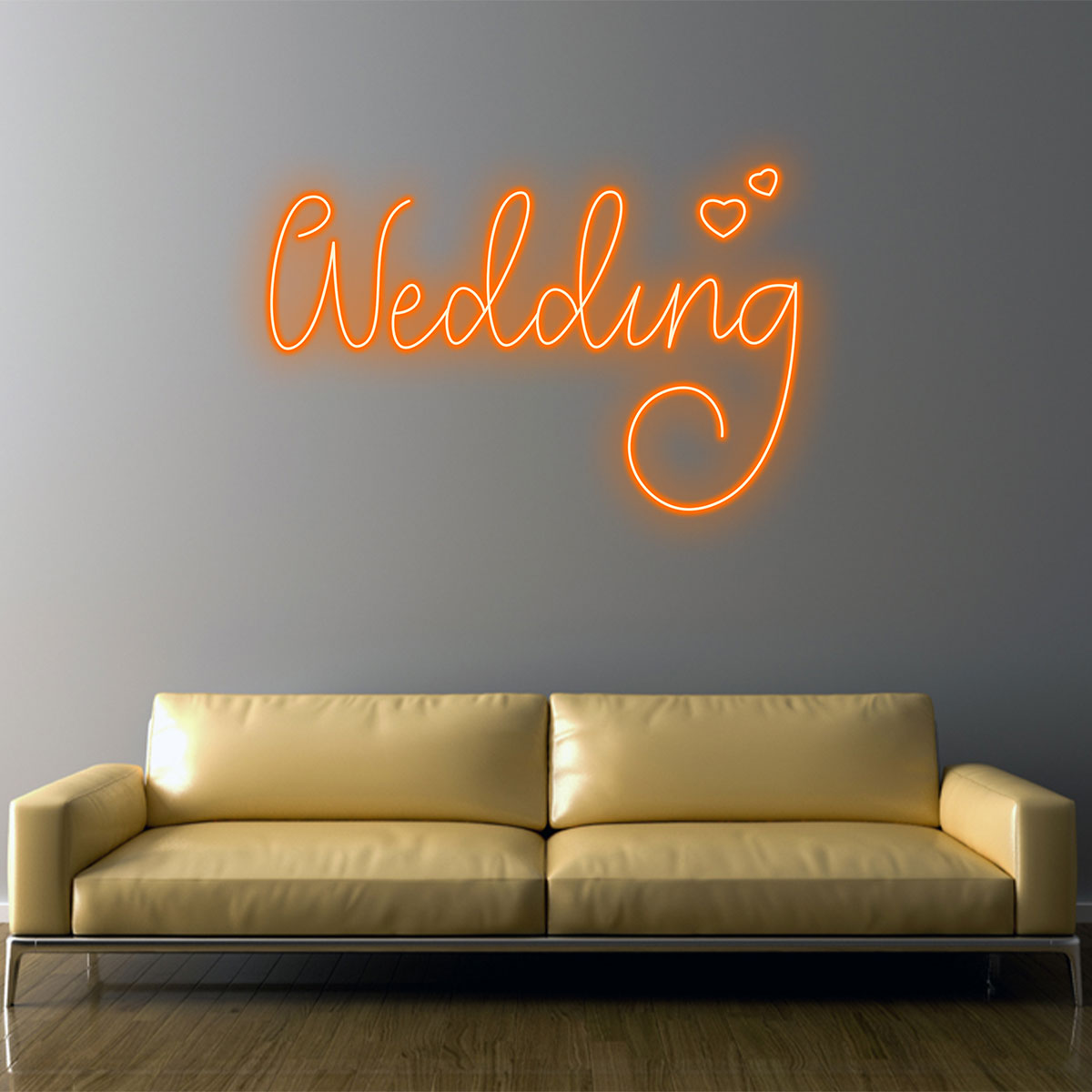 Custom Orange LED Neon Sign "Wedding" – Romantic Neon Light for Wedding Decorations, Bridal Shower, Engagement Party – Wedding Room Decor, Love Theme LED Sign, Wedding Reception Sign