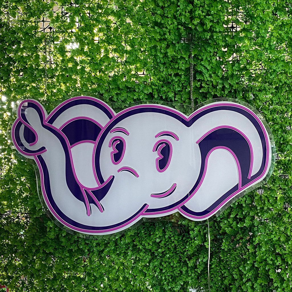 Cute UV - printed Purple Elephant - shaped Custom LED Neon Sign, Ideal for Bedroom & Party Decor, Perfect Gift for Kids and Animal Lovers