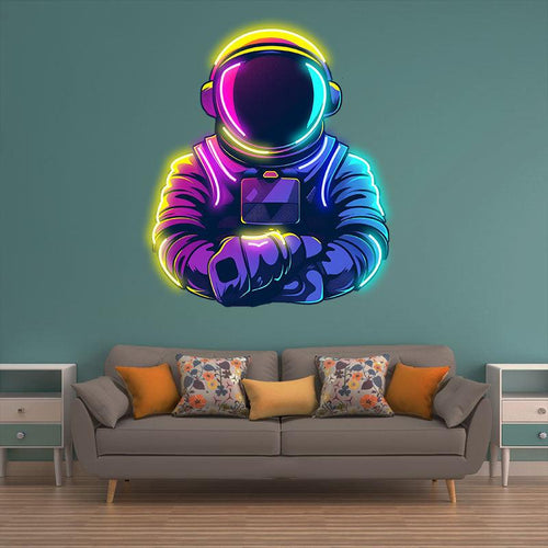 Astronaut's Warm Moment: Interstellar Dreams in the Arms of Both Hands neon signs