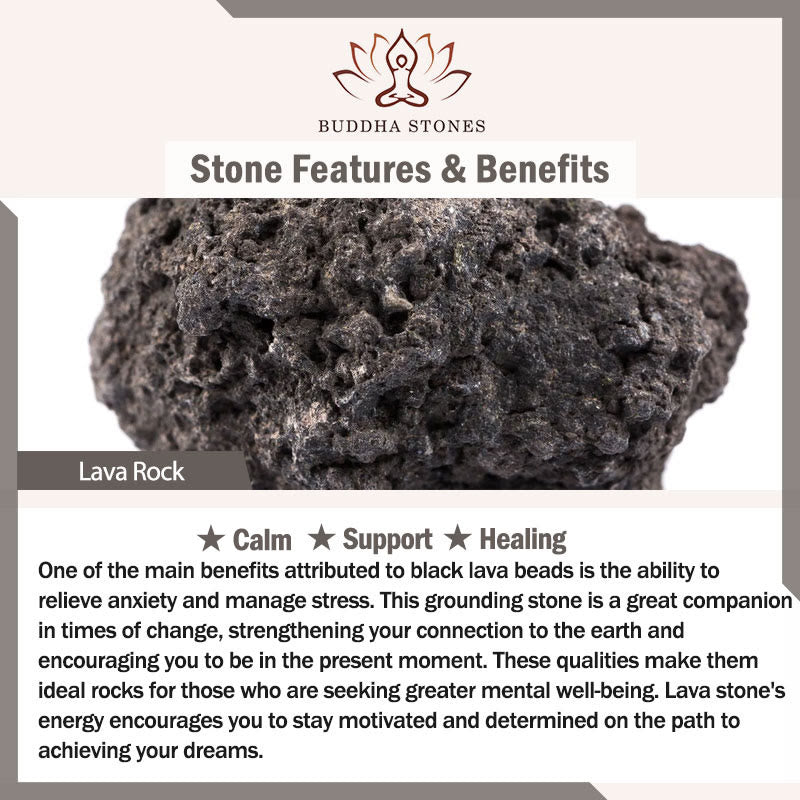 Buddha Stones "Wishing Strength to Rise from Within" Lava Rock Bracelet Includes Gift Message Card