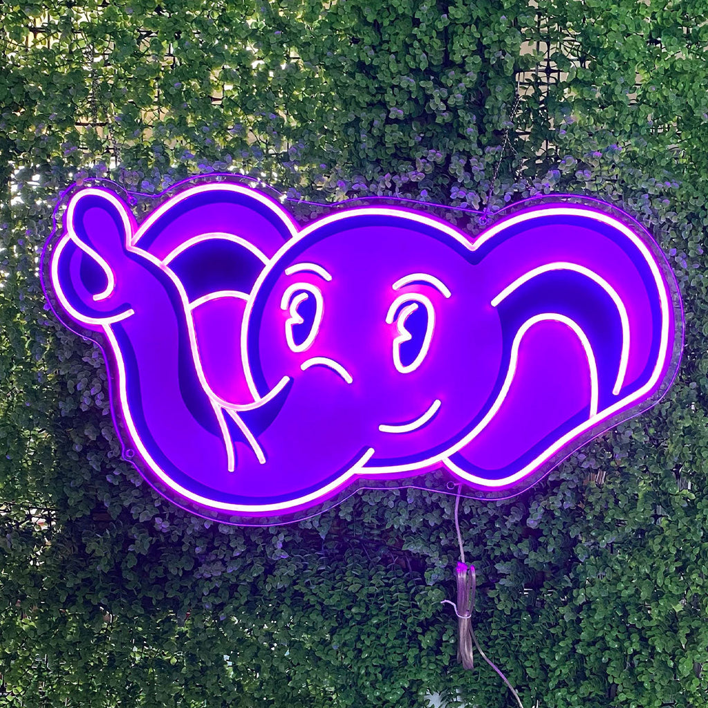 Cute UV - printed Purple Elephant - shaped Custom LED Neon Sign, Ideal for Bedroom & Party Decor, Perfect Gift for Kids and Animal Lovers