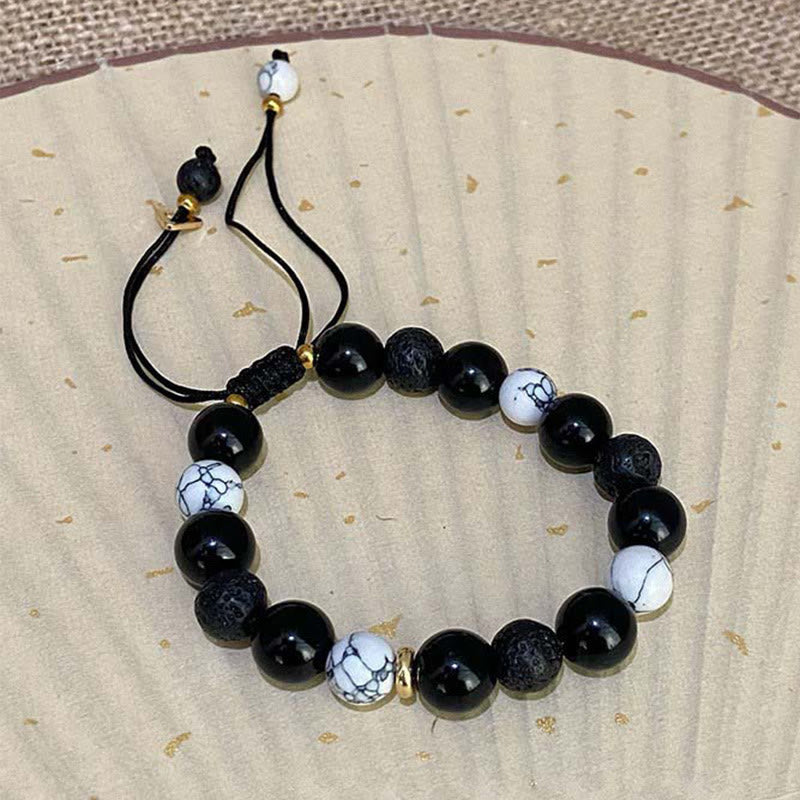 Buddha Stones "All the Best for Strength and Grounding" Obsidian Bracelet Includes Gift Message Card