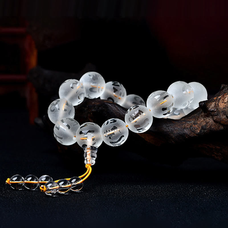 Buddha Stones "Blessings of Light and Protection" White Crystal Bracelet Includes Gift Message Card