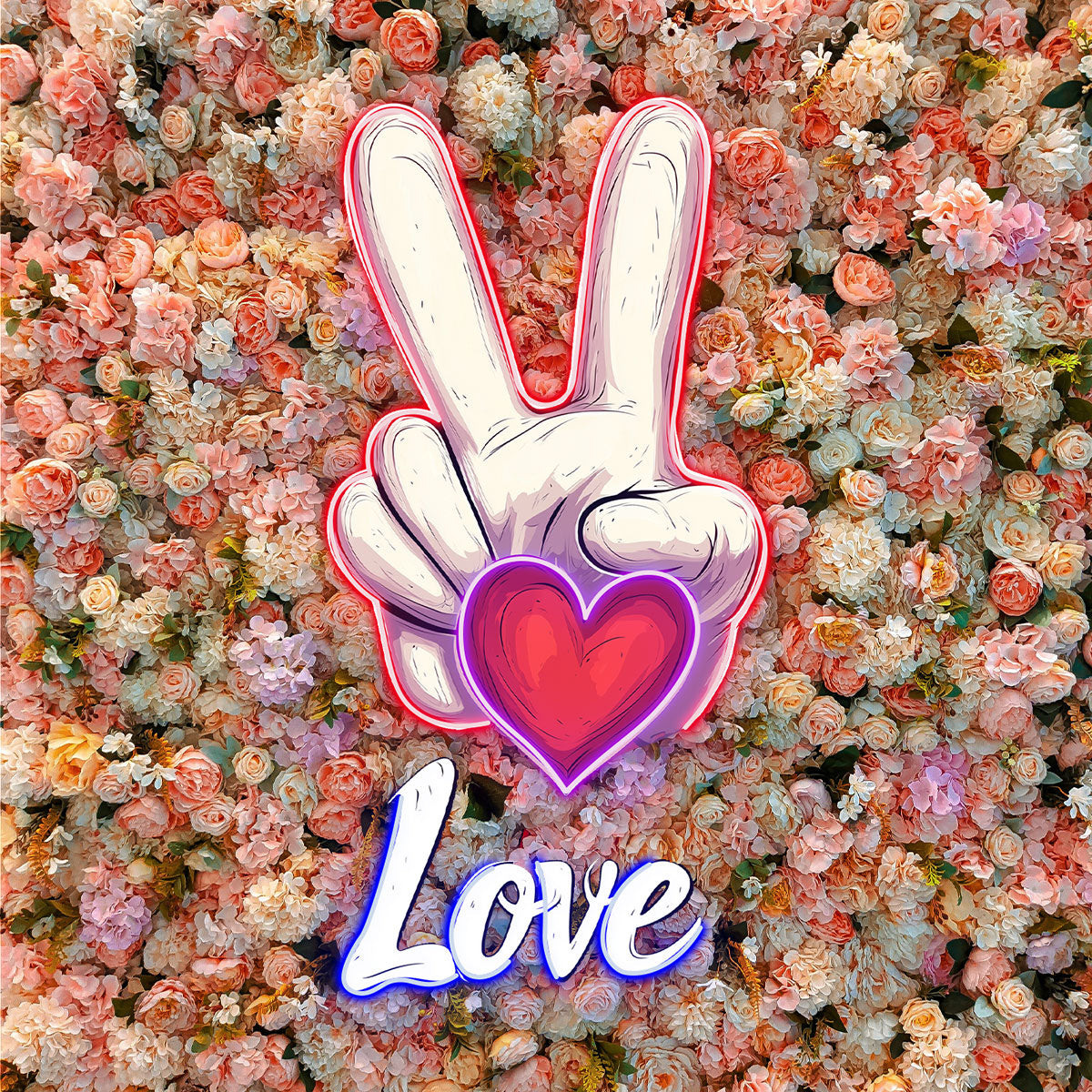 Custom Love Hand Neon Sign, Romantic Peace Light for Bedroom or Wedding, Sweet Gift for Couples, Adds a Warm Touch to Any Space