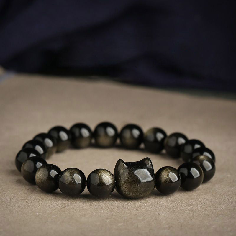 Buddha Stones "All the best for Luck and Confidence" Lovely Cat Bracelet Includes Gift Message Card