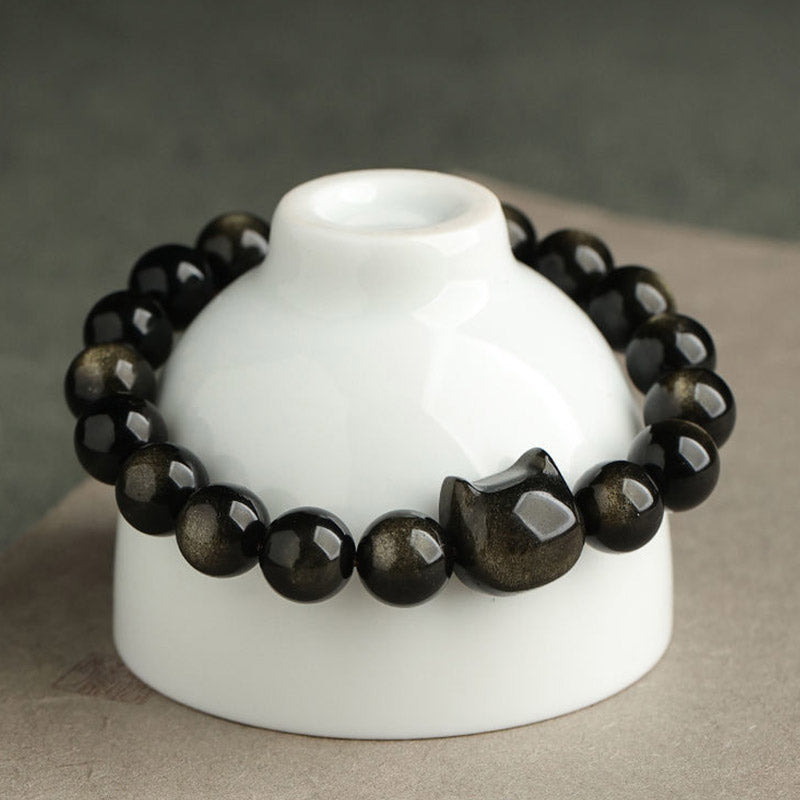 Buddha Stones "All the best for Luck and Confidence" Lovely Cat Bracelet Includes Gift Message Card