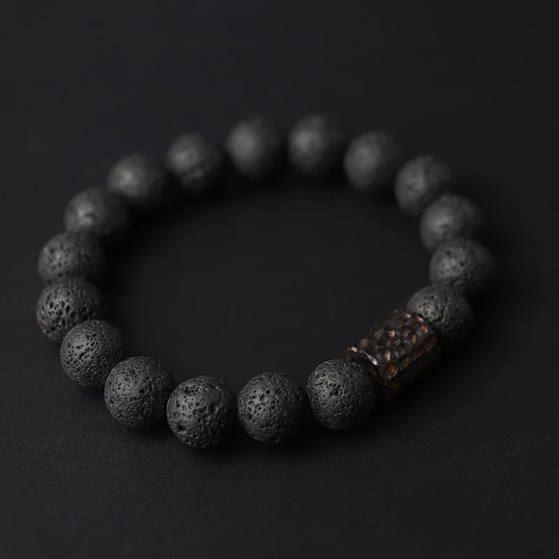 Buddha Stones "Wishing Strength to Rise from Within" Lava Rock Bracelet Includes Gift Message Card