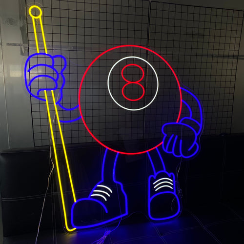 Colorful 8 - Ball Billiard Neon Sign | LED Neon Light for Game Room Decoration | Unique Billiards - Themed Wall Art | Eye - Catching & Durable Lighting