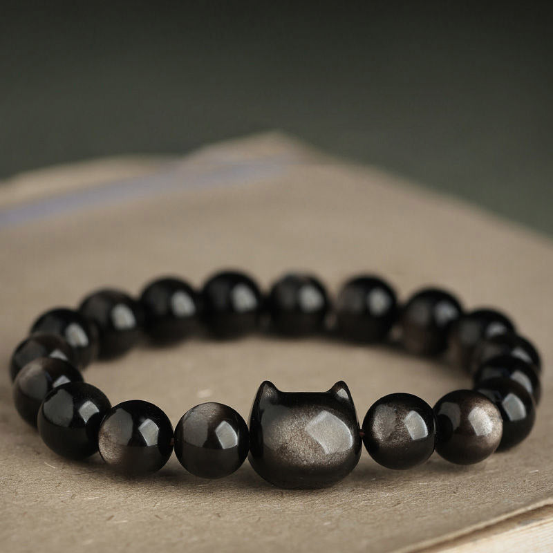 Buddha Stones "All the best for Luck and Confidence" Lovely Cat Bracelet Includes Gift Message Card