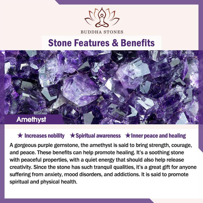 Buddha Stones "All the best for Calm and Wisdom" Amethyst Love Bracelet Includes Gift Message Card