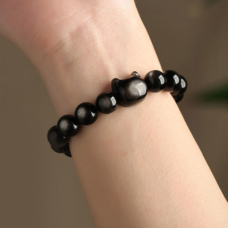 Buddha Stones "All the best for Luck and Confidence" Lovely Cat Bracelet Includes Gift Message Card