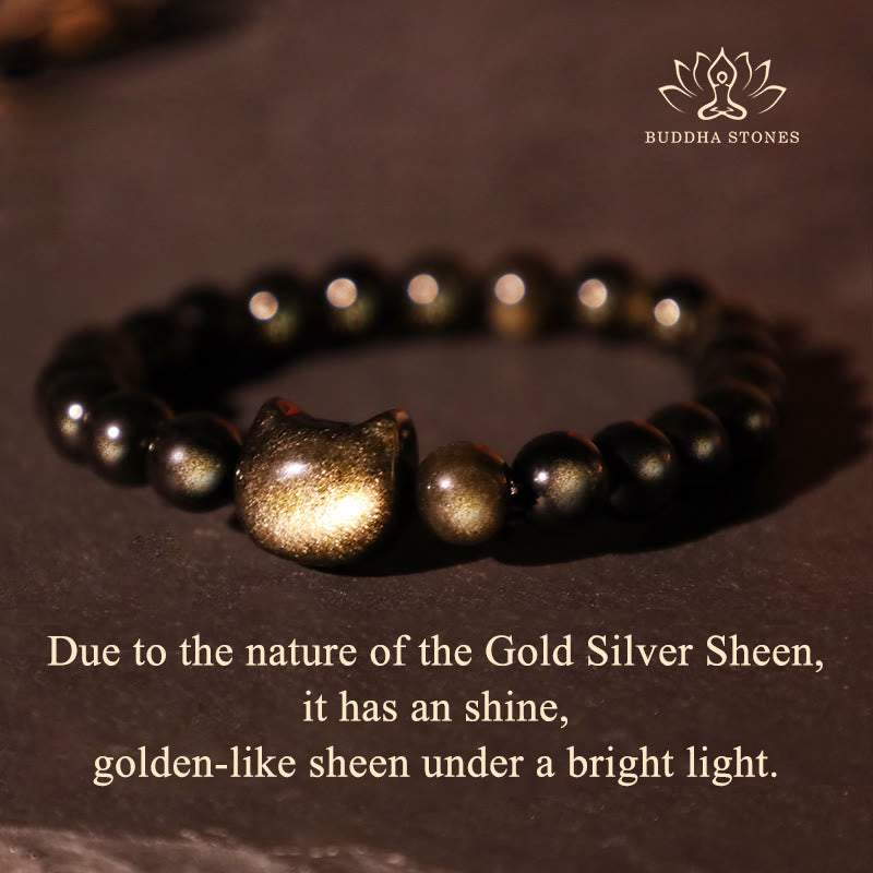 Buddha Stones "All the best for Luck and Confidence" Lovely Cat Bracelet Includes Gift Message Card