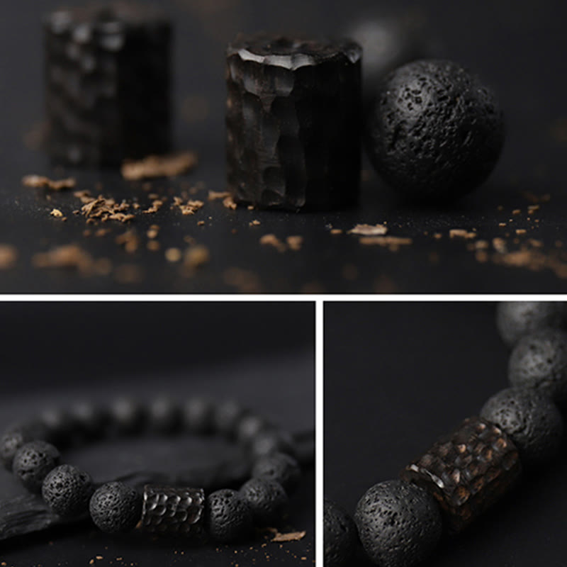 Buddha Stones "Wishing Strength to Rise from Within" Lava Rock Bracelet Includes Gift Message Card
