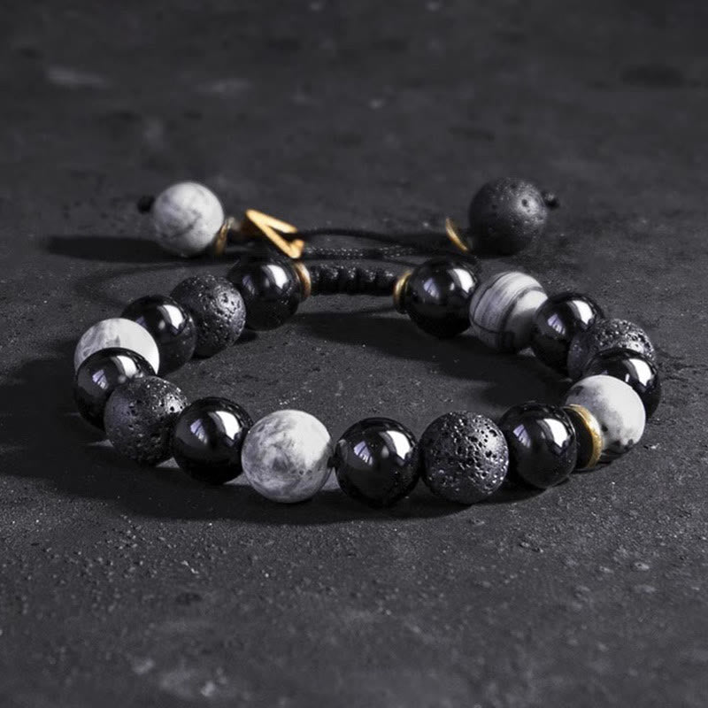 Buddha Stones "All the Best for Strength and Grounding" Obsidian Bracelet Includes Gift Message Card