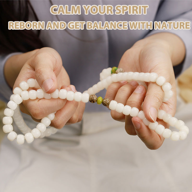 Buddha Stones "Hoping for Serenity and Mindfulness" Bodhi Lotus Mala Includes Gift Message Card