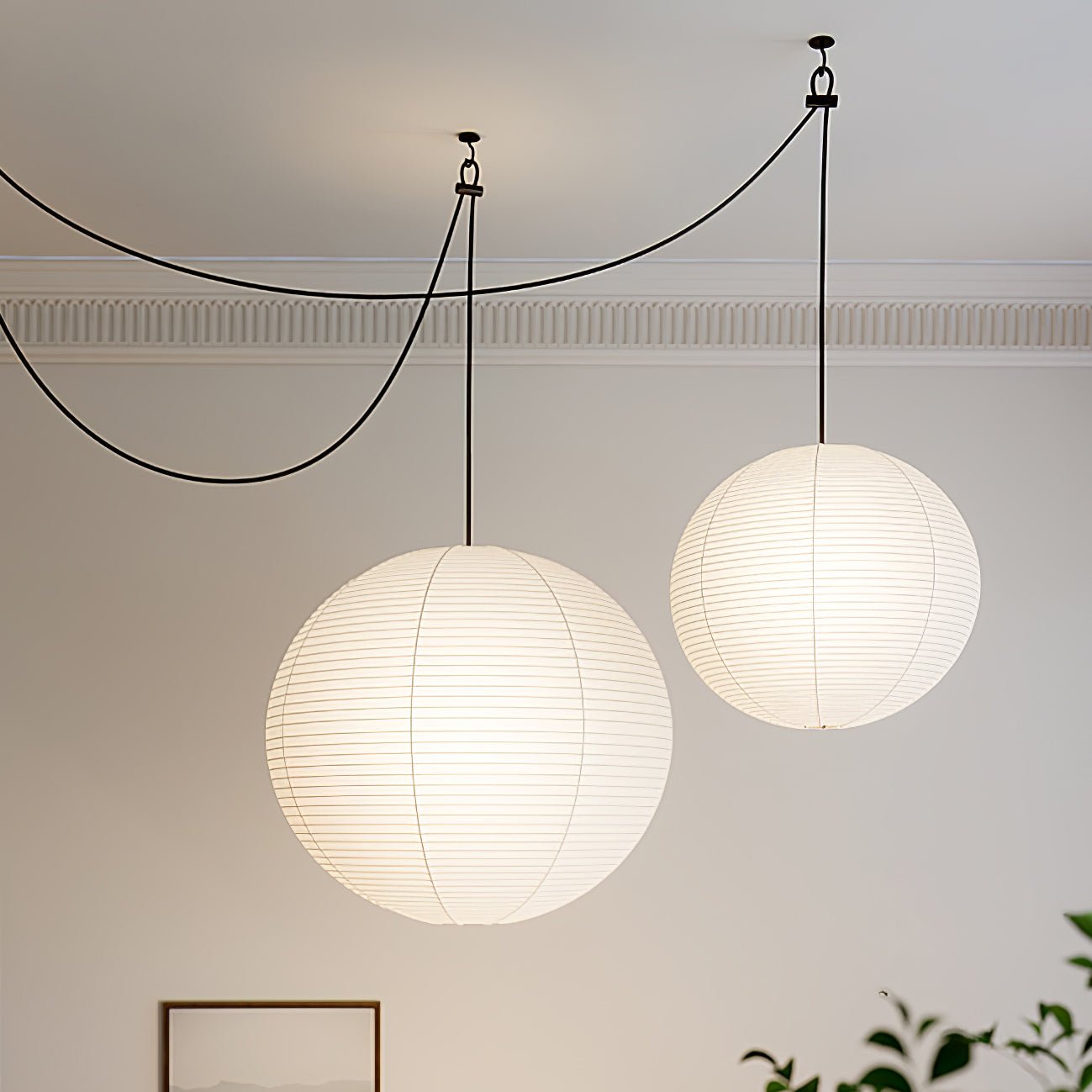 Akari A Series Plug In Pendant Lamp Black Wire Version