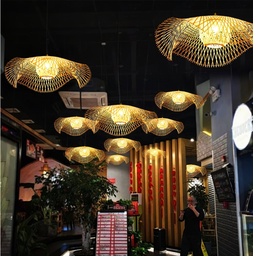 Bamboo Lotus Leaf Plug In Pendant Lamp
