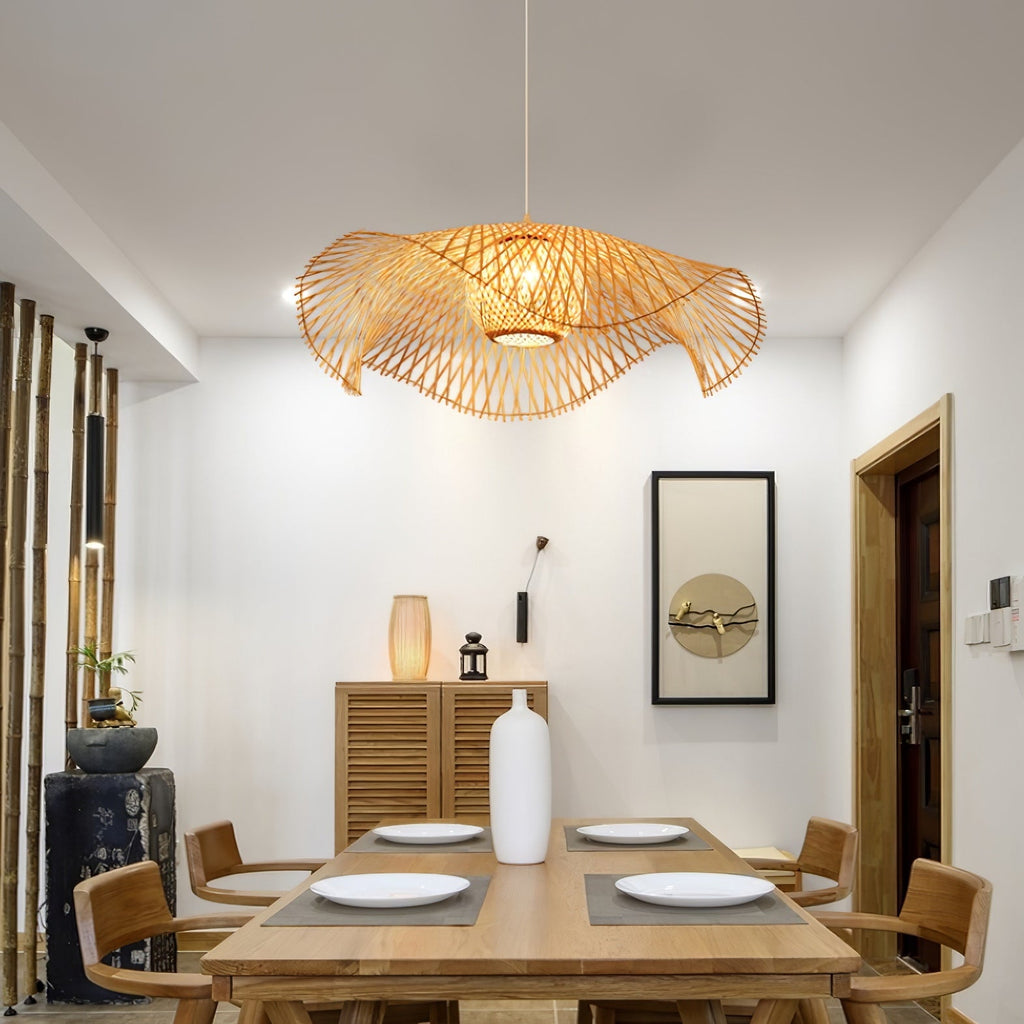 Bamboo Lotus Leaf Plug In Pendant Lamp