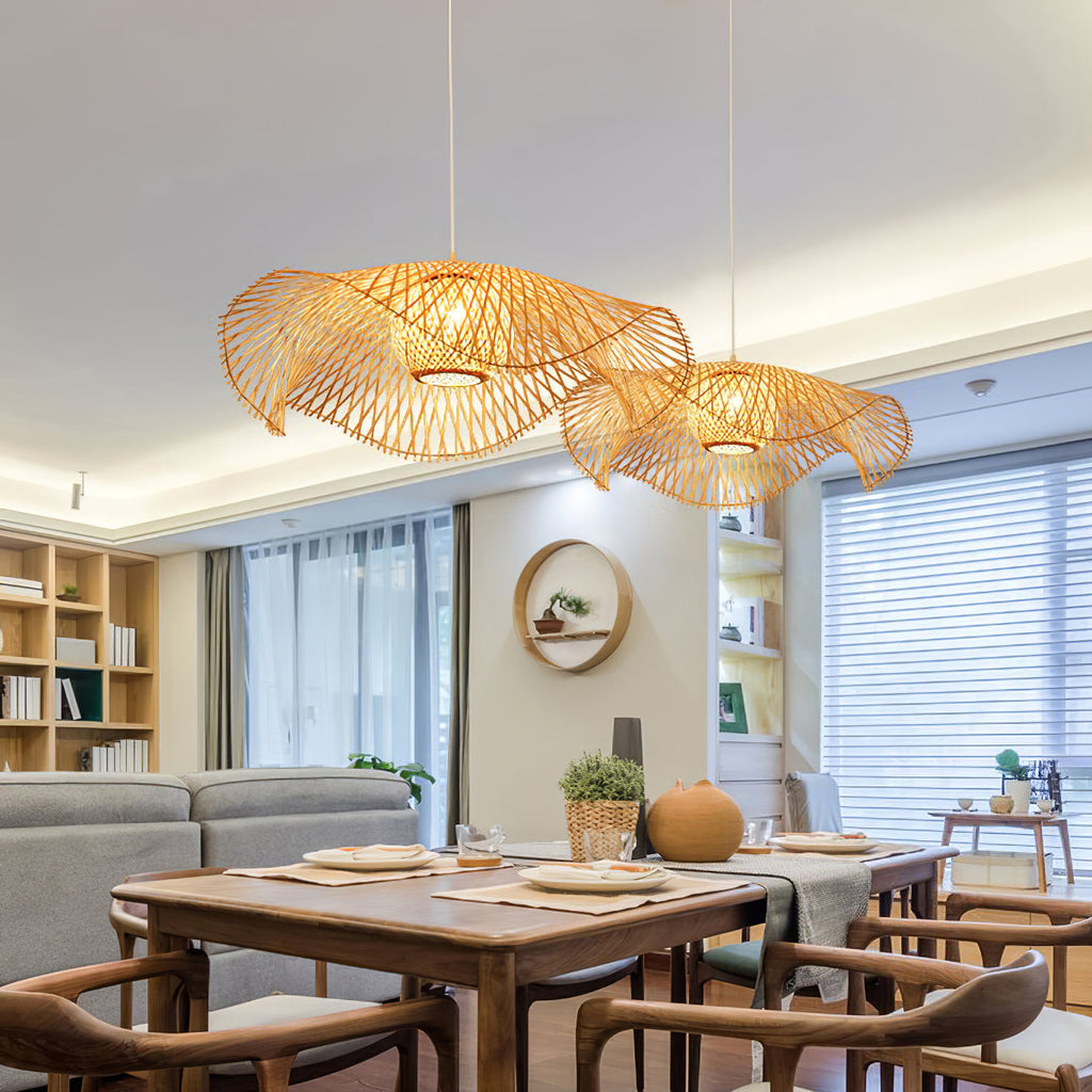 Bamboo Lotus Leaf Plug In Pendant Lamp