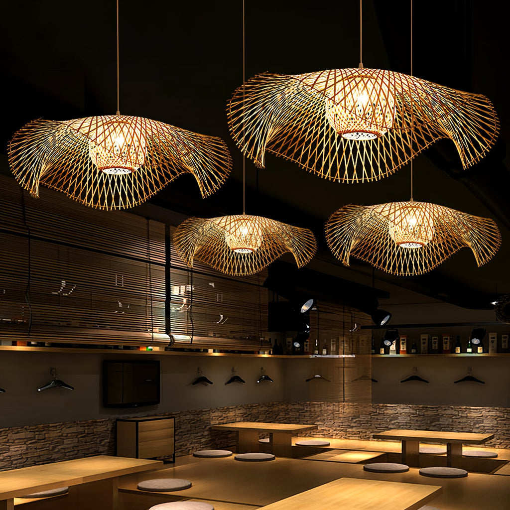 Bamboo Lotus Leaf Plug In Pendant Lamp