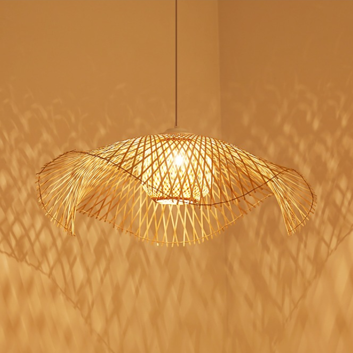Bamboo Lotus Leaf Plug In Pendant Lamp