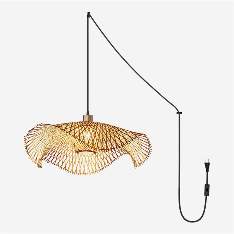 Bamboo Lotus Leaf Plug In Pendant Lamp