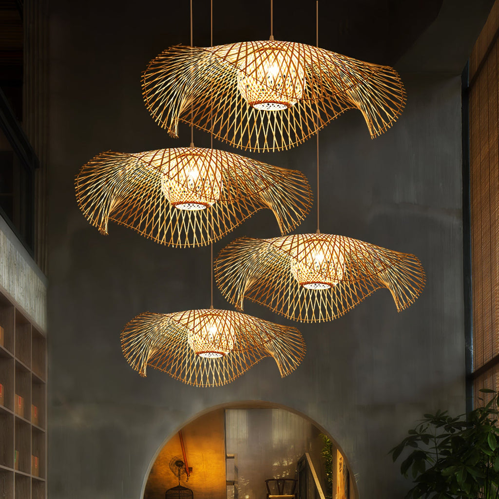 Bamboo Lotus Leaf Plug In Pendant Lamp