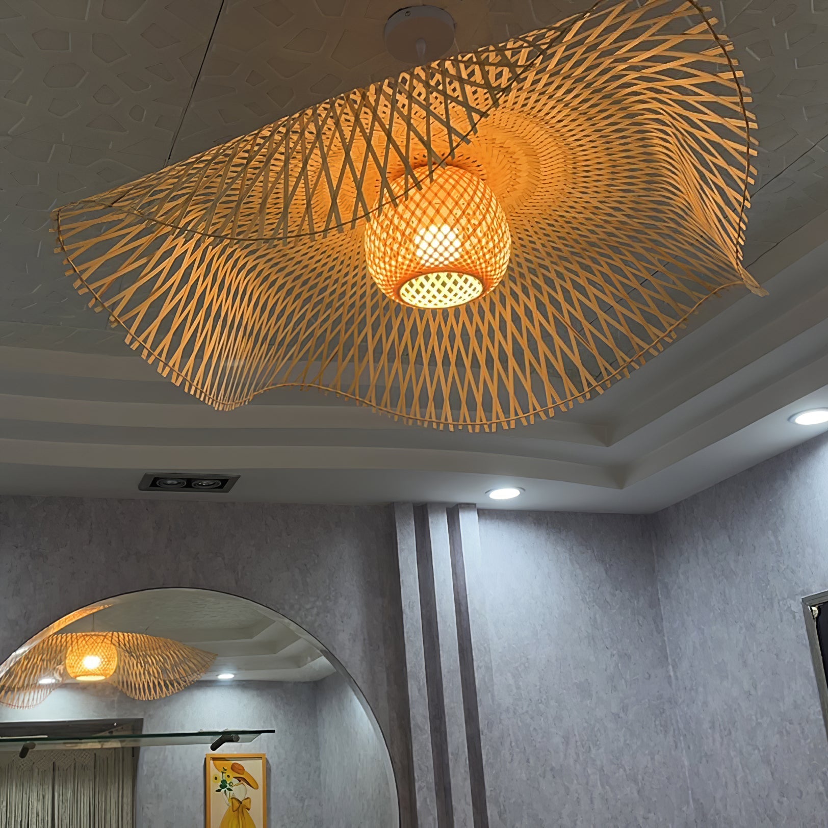 Bamboo Lotus Leaf Plug In Pendant Lamp