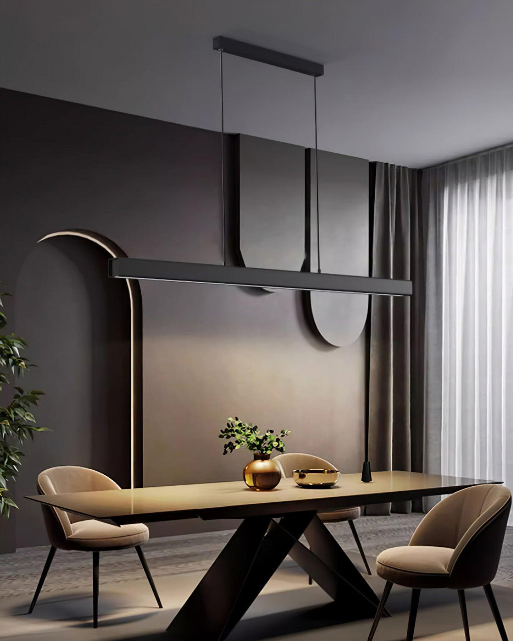 Black Linear Pendant Lamp