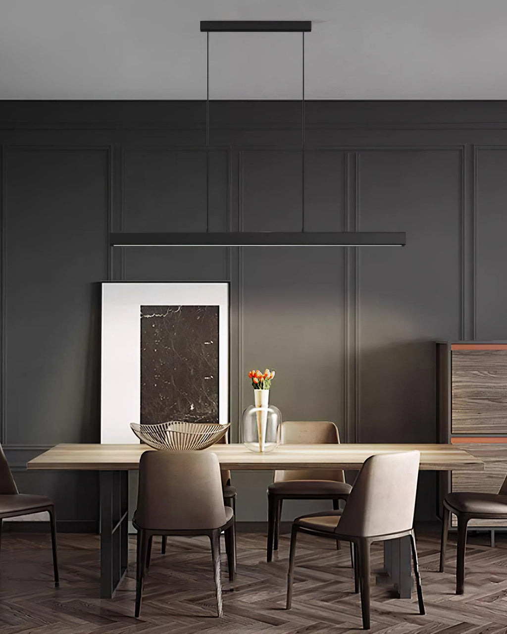 Black Linear Pendant Lamp