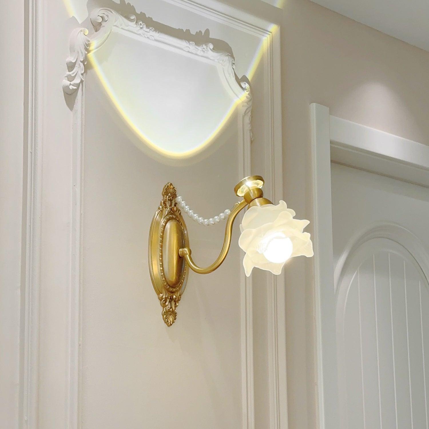 Brass Floral Wall Lamp