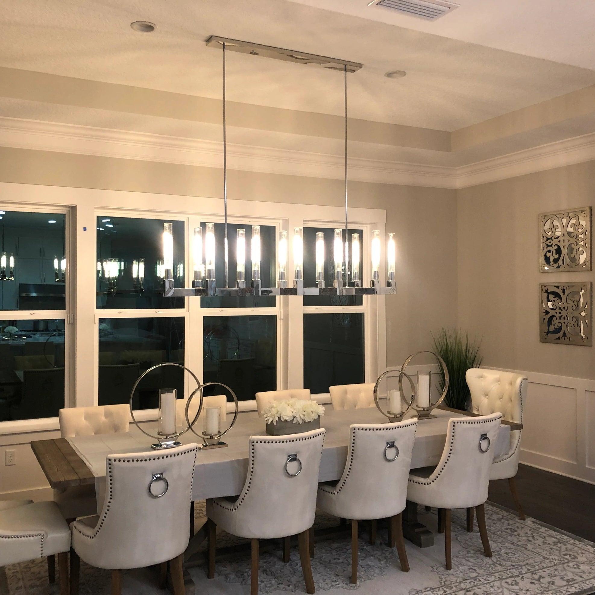 Brass rectangular glass chandeliers