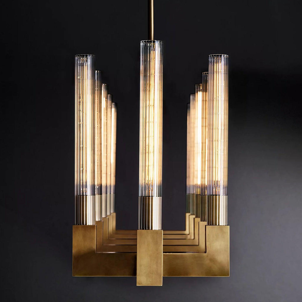 Brass rectangular glass chandeliers