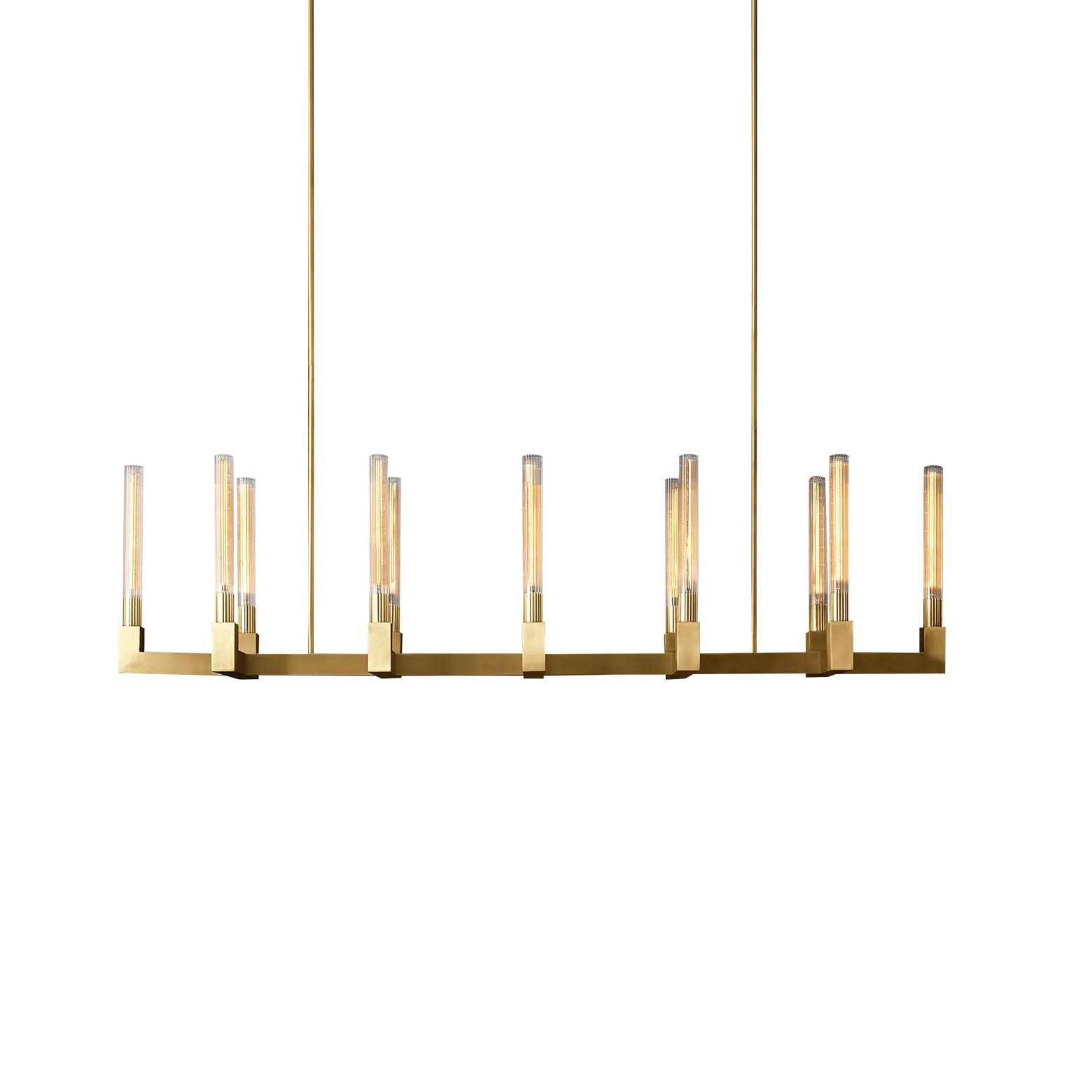 Brass rectangular glass chandeliers