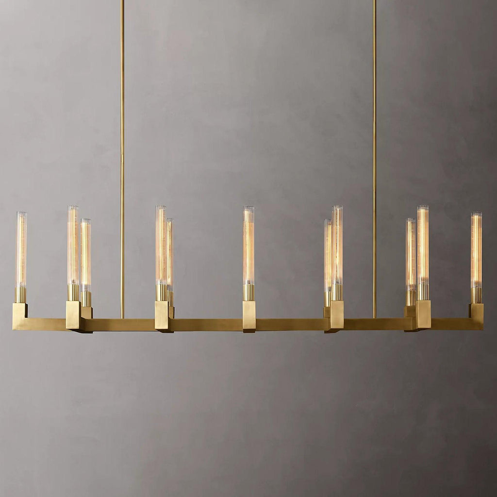 Brass rectangular glass chandeliers