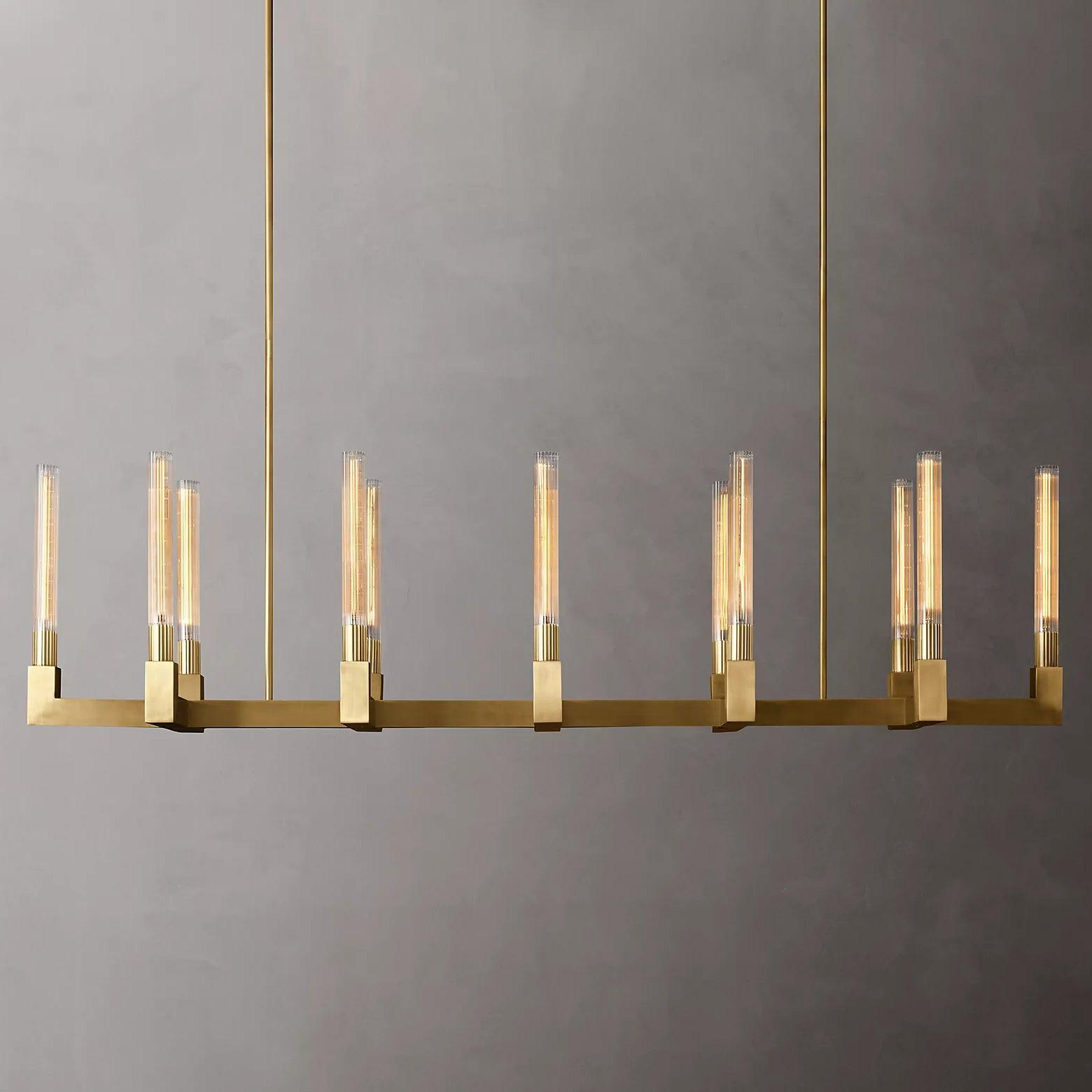 Brass rectangular glass chandeliers