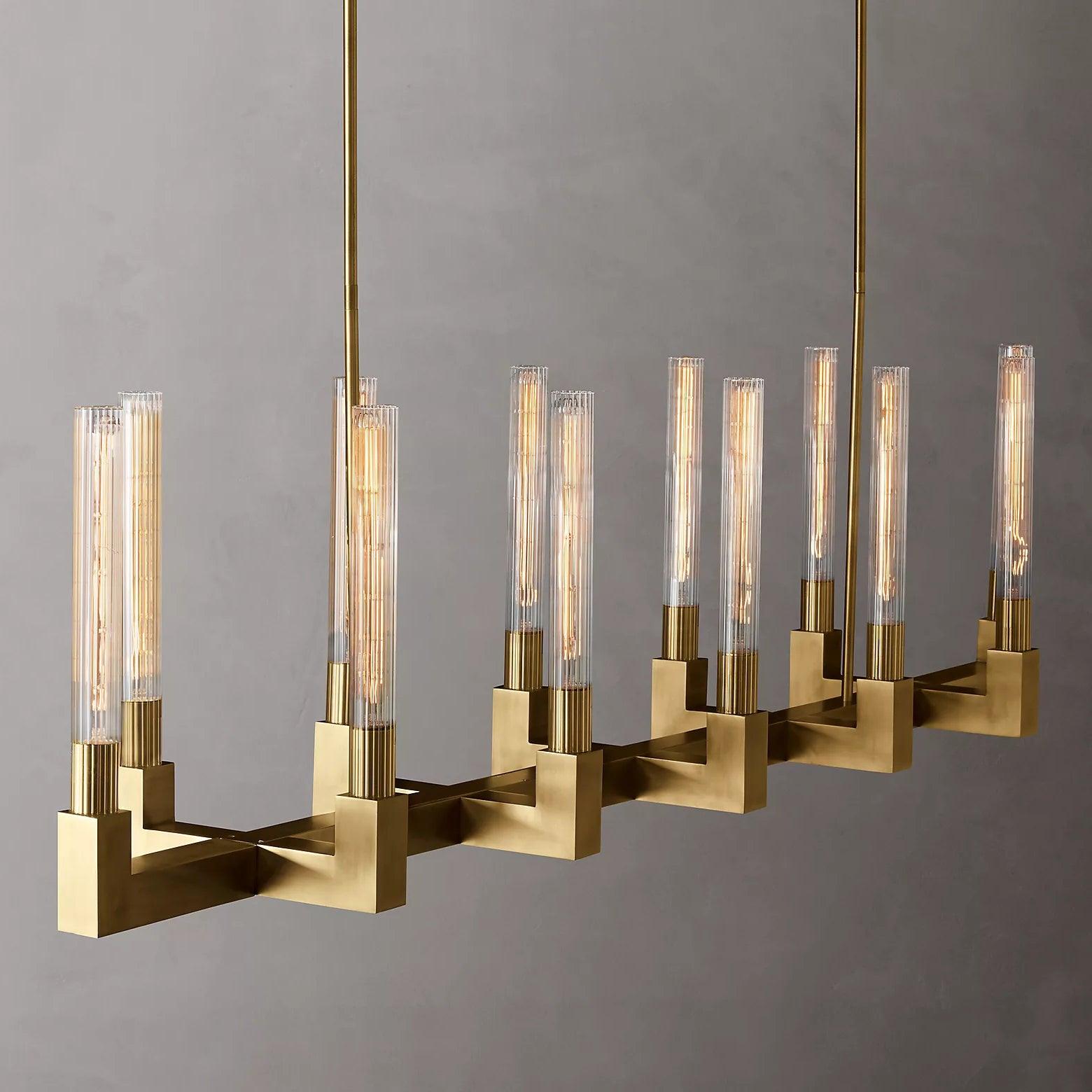 Brass rectangular glass chandeliers