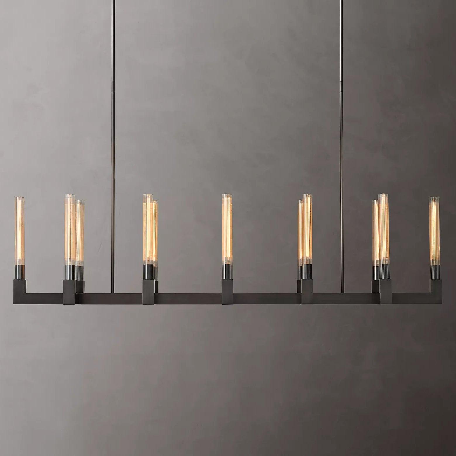 Brass rectangular glass chandeliers