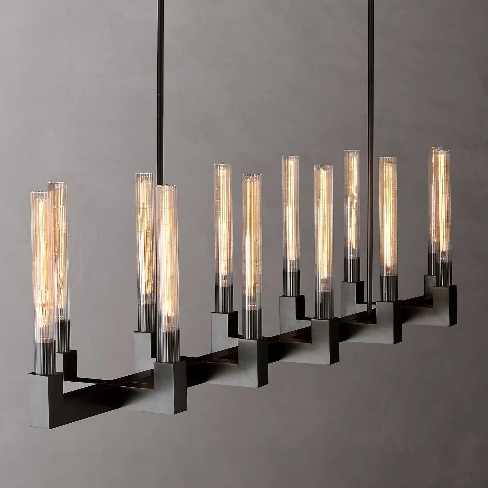 Brass rectangular glass chandeliers