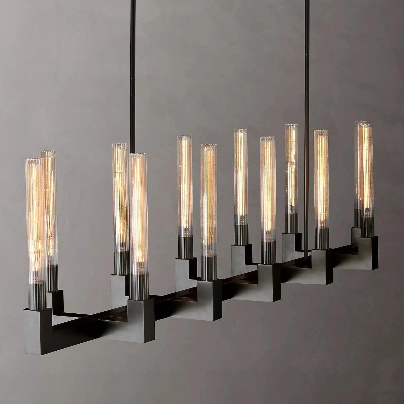 Brass rectangular glass chandeliers