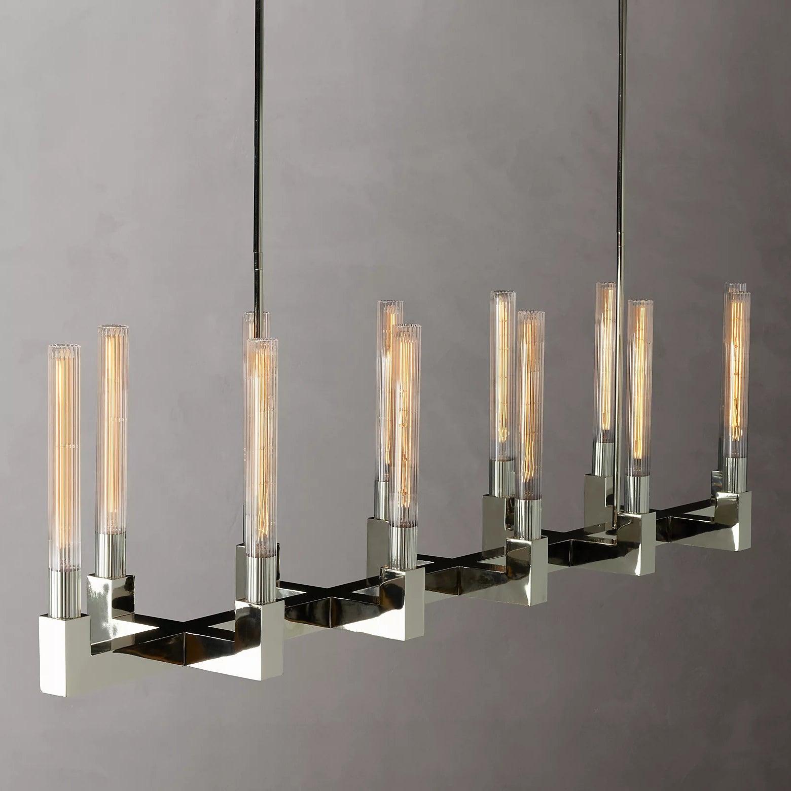 Brass rectangular glass chandeliers