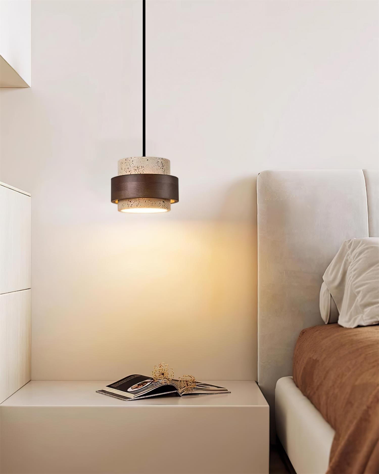 Cole Travertine Plug In Pendant Lamp