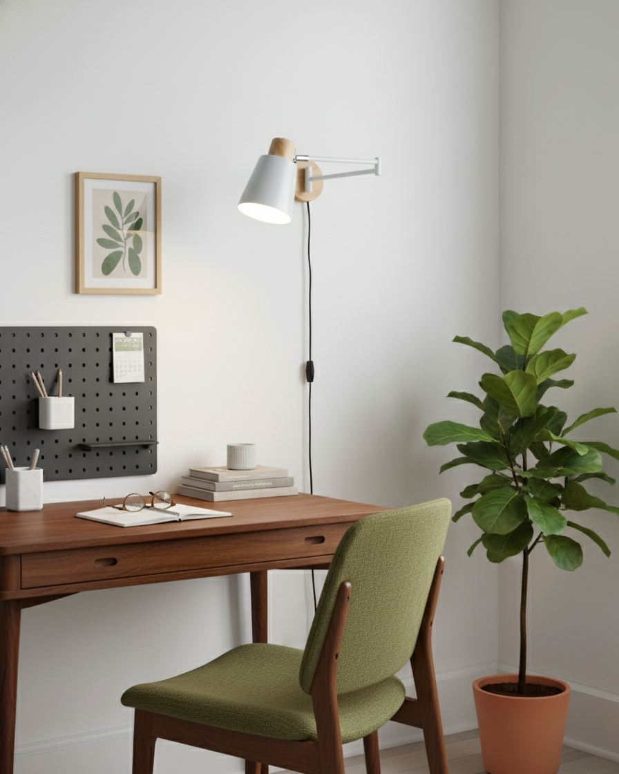 Collin Adjustable Plug In Wall Lamp