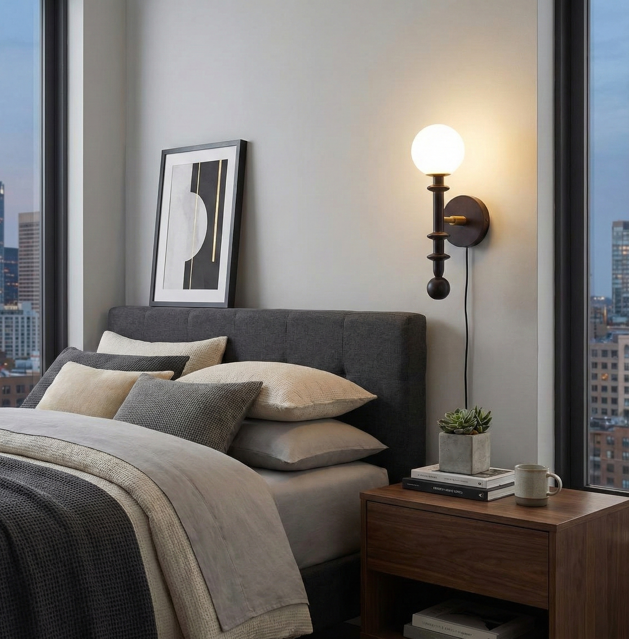 Coslett Wood Plug In Wall Lamp