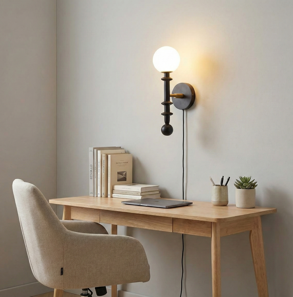 Coslett Wood Plug In Wall Lamp