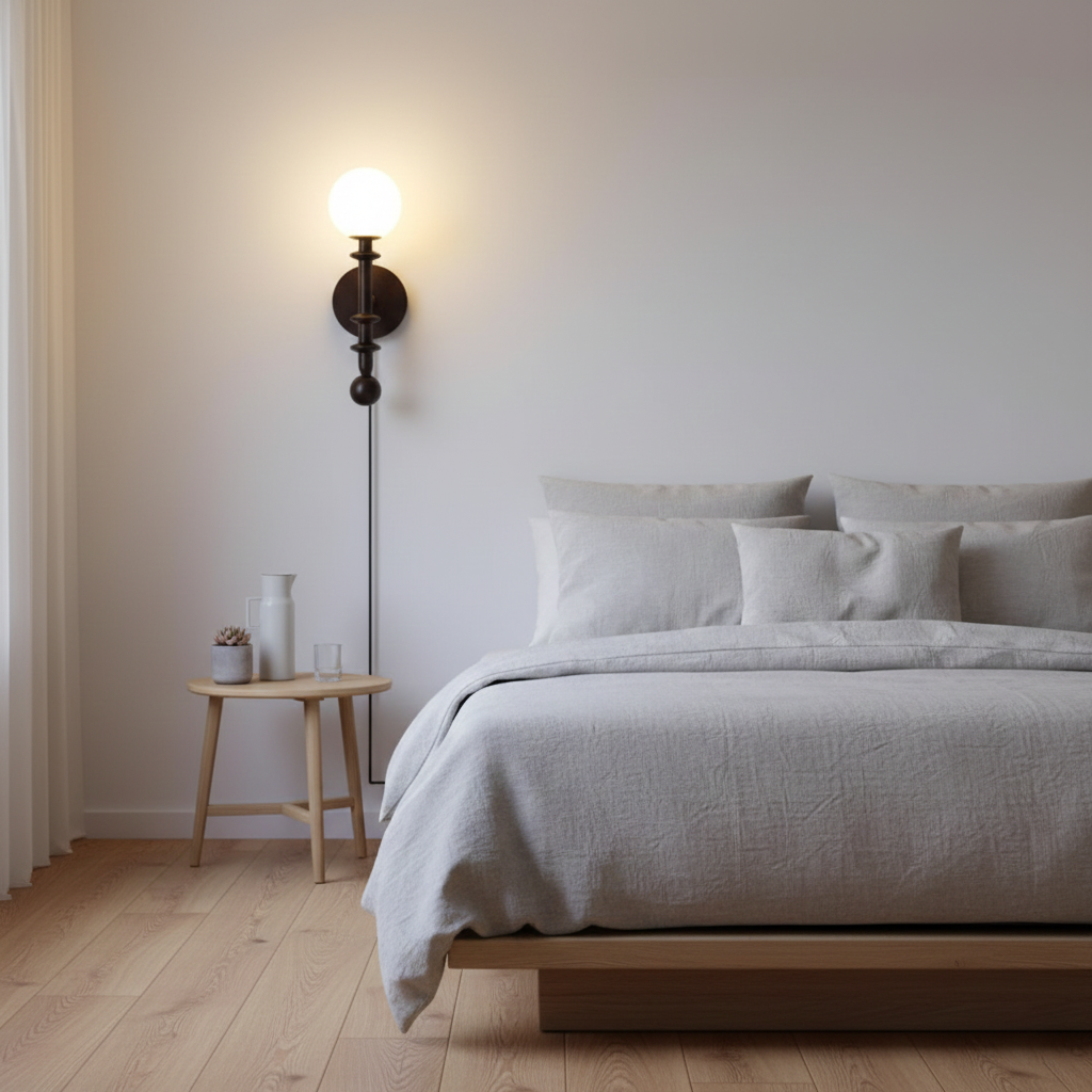 Coslett Wood Plug In Wall Lamp